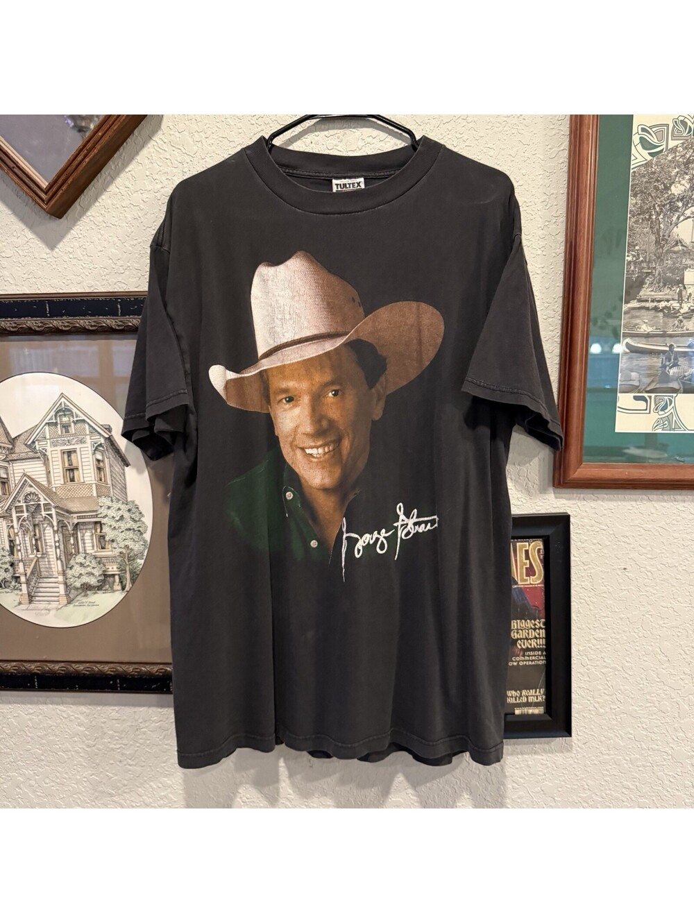Vintage‎ 90s RARE George Strait T Shirt XL Black Tour Country Band Music